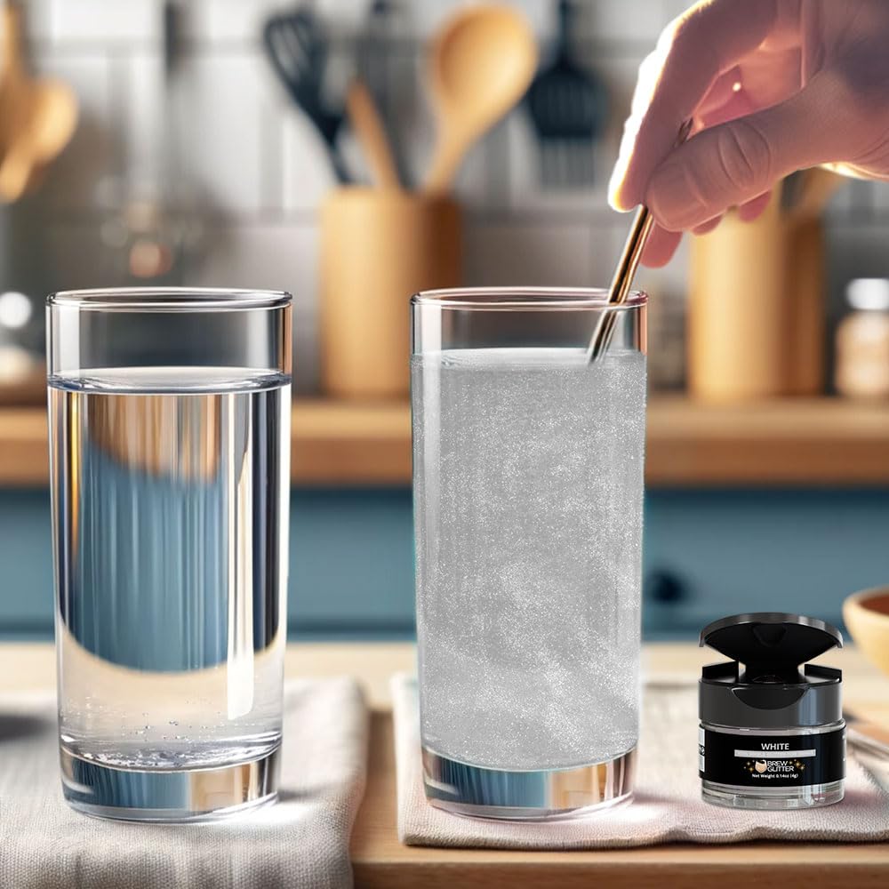 White Brew Glitter Edible Glitter for Drinks, Cocktails, Beer, Garnish Glitter & Beverages | Kosher & Halal Certified | 100% Edible & Food Grade | Vegan, Gluten, Nut Free (25g Spray Pump, White)