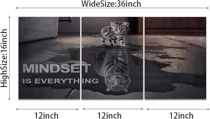 Mindset is Everything Motivational Wall Art, KAWAHONE Inspirational - Image 2