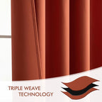 MIULEE Back Tab Burnt Orange Blackout Curtains 102 Inch Long 2 Panels Set - Image 7