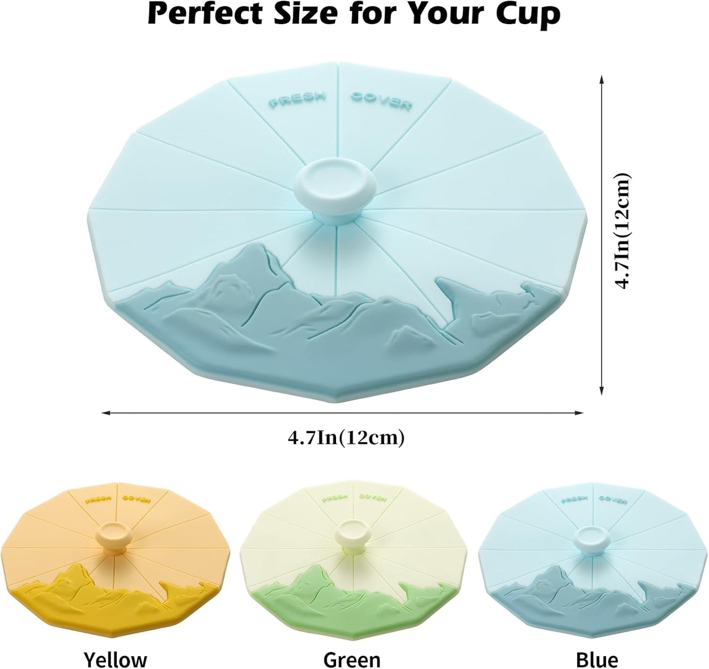 Silicone Cup Covers (Set of 3) ， Multicolored Silicone Lids for Mugs, Cups, Flexible Mug Covers，Hot Cup Lids for Coffee & Tea