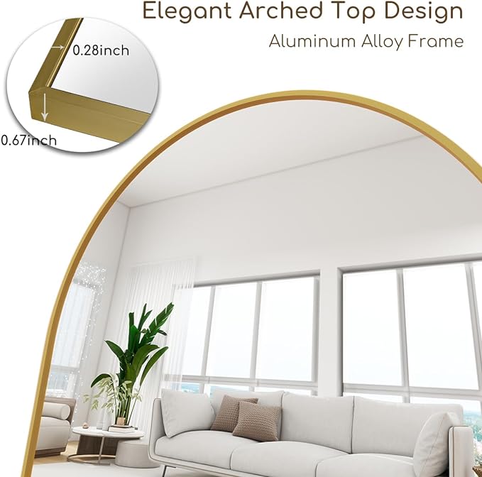 Prywot Arched Floor Mirror, 58 "x 18" Full Length Mirror Wall Mirrors Hanging - Image 9