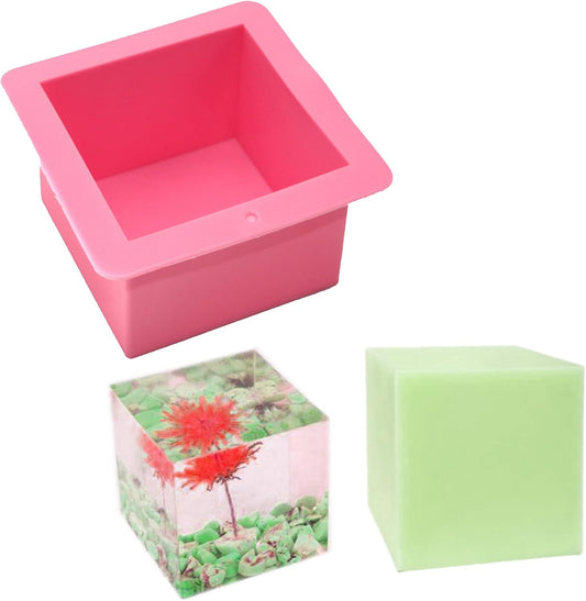 X-Haibei Large Cube Square Silicone Mold for Soap, Candle, Resin, Cake, and Cheese - 500ml, Food-Grade, Easy Release, Perfect for Beginners