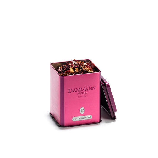Dammann Freres Loose Leaf, Carcadet Provence, Premium Gourmet French Herbal Tea, Blend Hibiscus, Apricot, Peach Flavors, 3.52 Ounce Tin