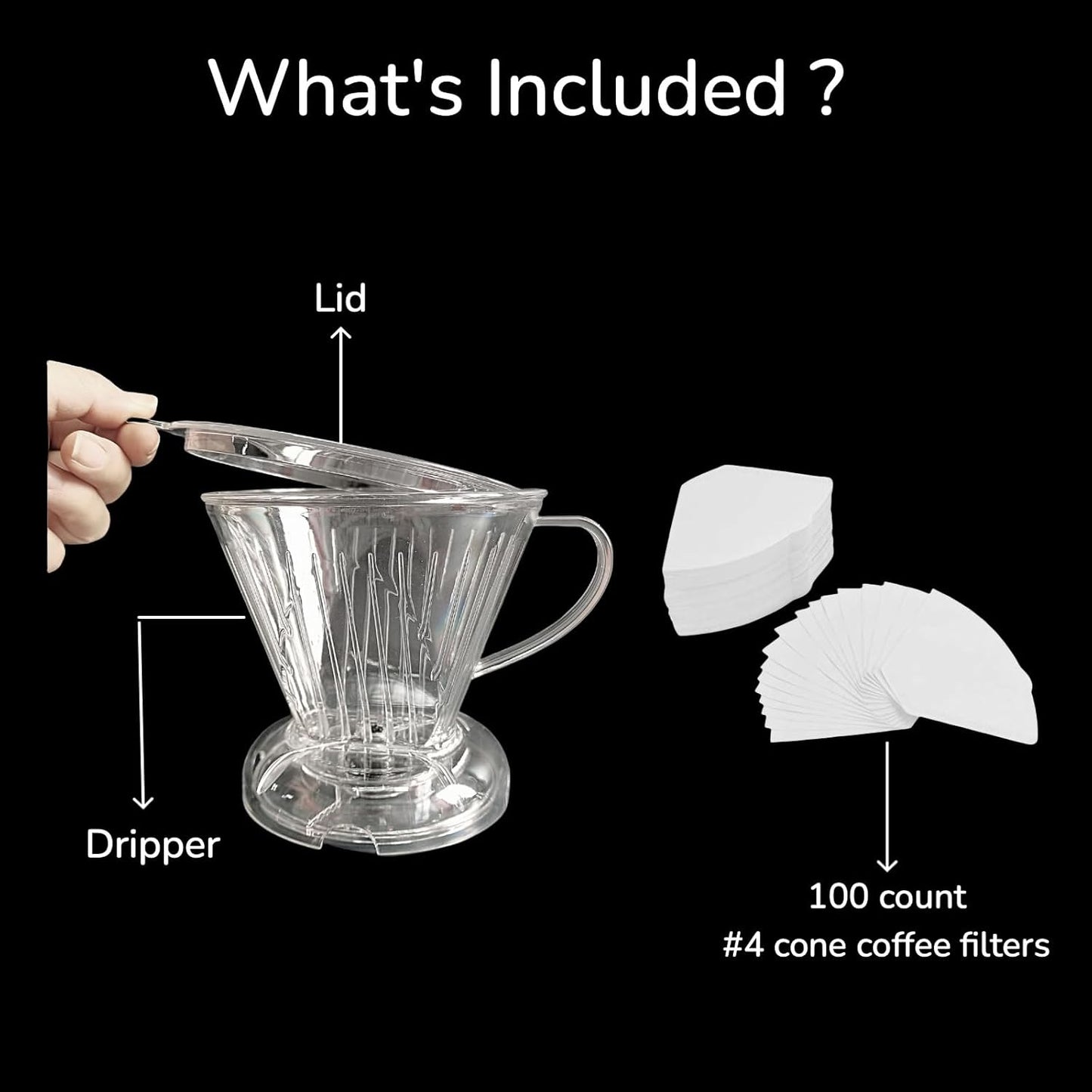 Coffee Dripper with Coffee Filters Drip Coffee Maker Pour Over 100 coffee Filters Large 18 oz BPA Free