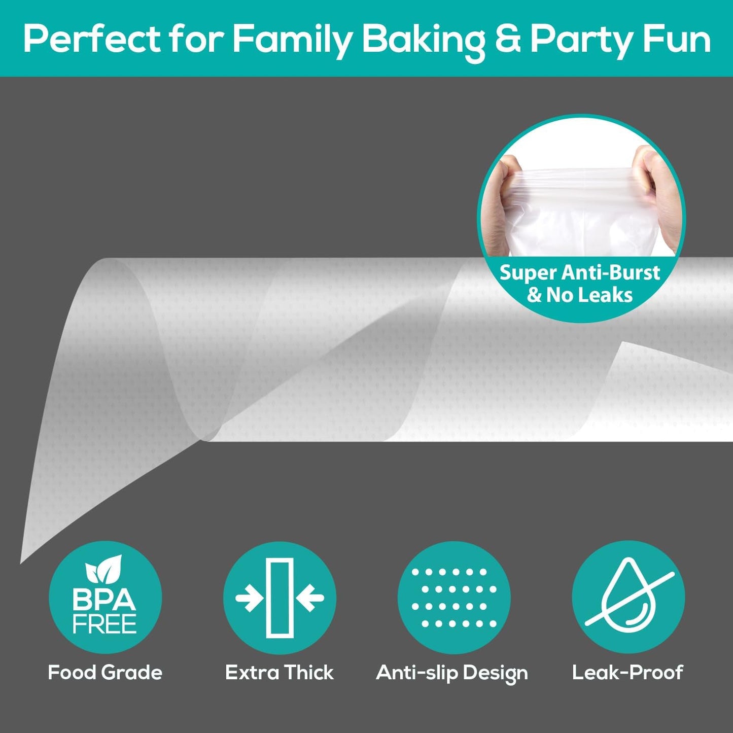 18 Inch Thick Disposable Piping Bags, 100PCS Anti Burst Pastry Bags for Cake Decorating Cream Frosting and Baking Supplies, Tipless Piping