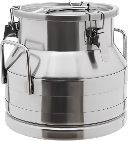 Stainless Steel Milk Bucket With Faucet, Milk Can Large Liquid Container Storage,Sealing Lid and Carry Handle,for Wine, Oil Storage Transport (12L/3.2Gal,w/Faucet)