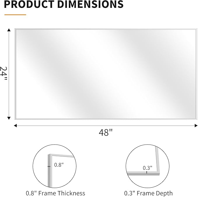 KOCUUY Silver Bathroom Mirror, HD Tempered Glass, Anti-Rust Brushed Silver Frame - Image 8