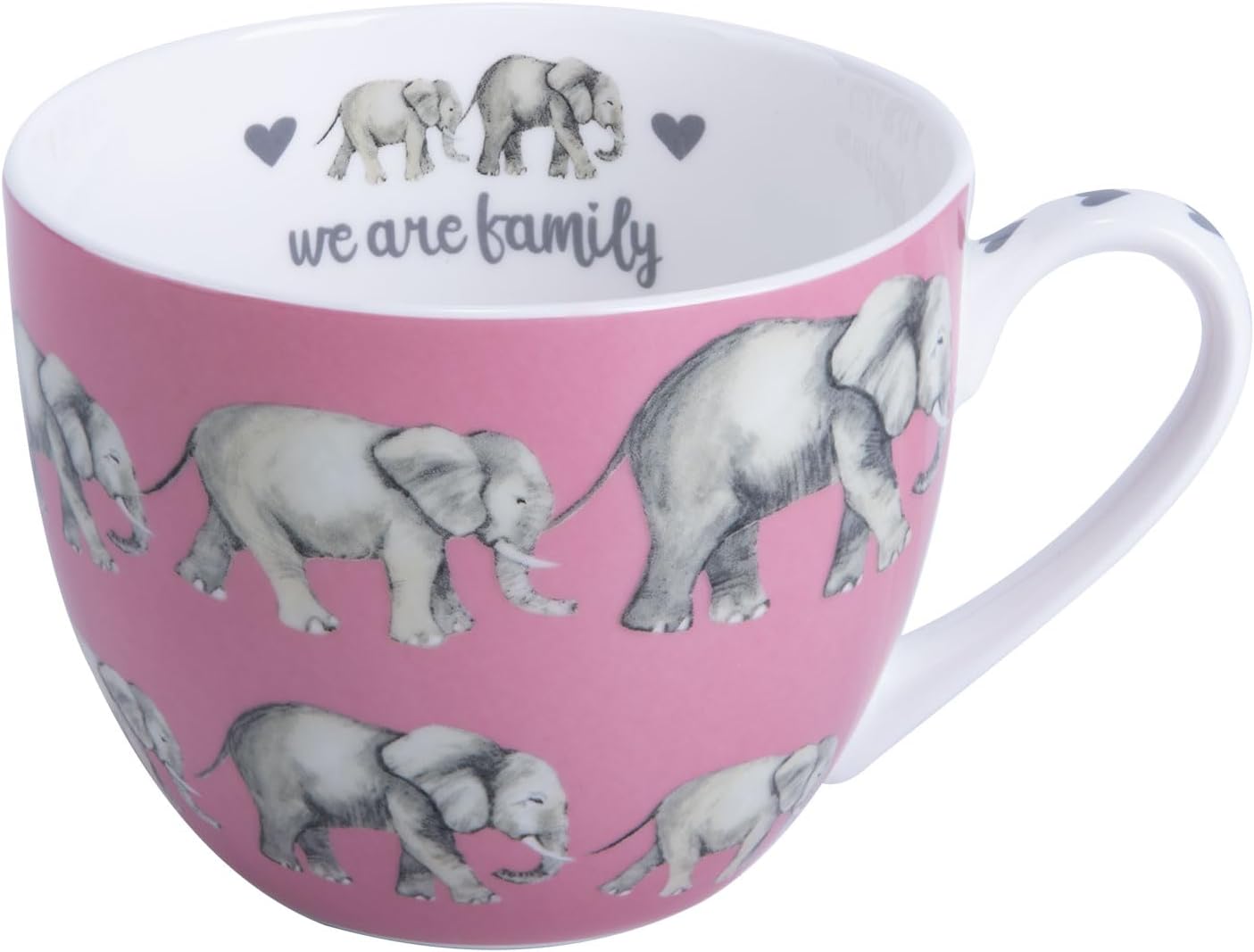 Premium 20 oz Bone China Elephant Hug Mug – Cute Elephant Design for Coffee & Tea, Ideal Holiday or Birthday Gift for Family and Friend, Designed in England by Harvest Green Studio