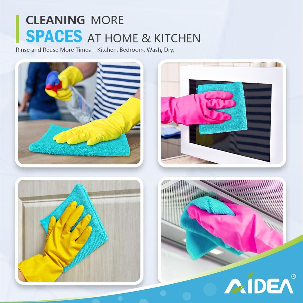 AIDEA Microfiber Cleaning Cloth-50PK, Soft Microfiber Towels for Cars, Absorbent Cleaning Rags, Lint-Free Streak-Free Wash Cloths for House, Kitchen, Window(12in.x12in), Blue