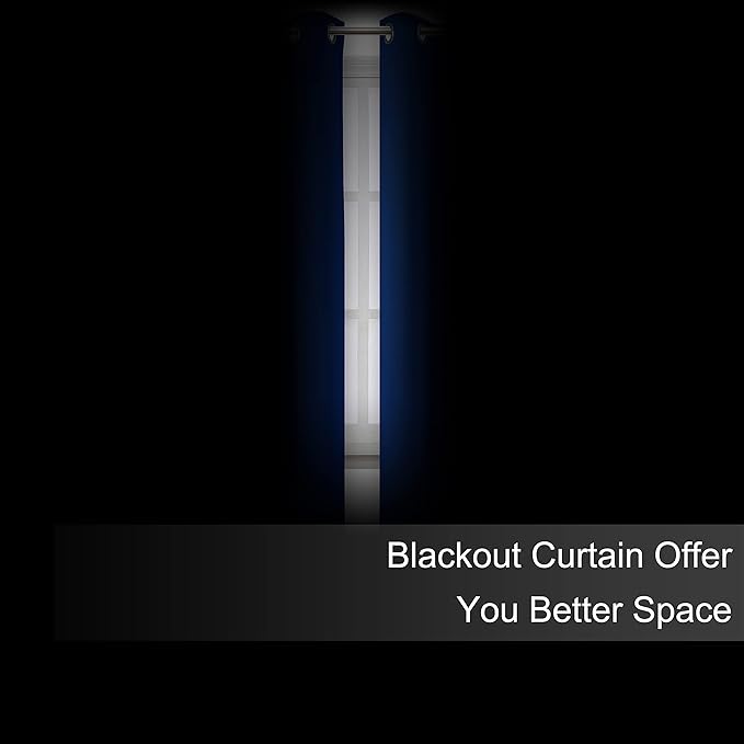 LEMOMO Royal Blue Blackout Curtains 66 x 63 Inch Length/Set of 2 Curtain - Image 3