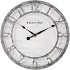 Presentime & Co 10" Farmhouse Series Wall Clock, Quartz Movement, Shiplap Style by Presentime