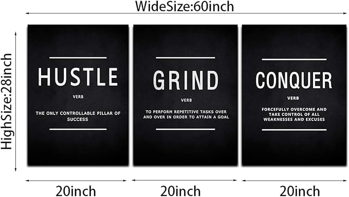 KAWAHONE Success Quotes Wall Art, Grind Hustle Conquer Motivation Wall Poster - Image 7