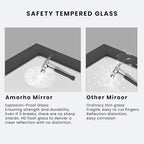 Amorho Bathroom Mirror Black, 48x40 Inch Thick Metal Framed Wall Mirrors - Image 2