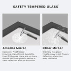 Amorho Black Bathroom Mirror, 48x35 Inch Thick Metal Framed Wall Mirrors - Image 4