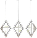 Pibeyer Silver Diamond Shaped Wall Mirror Set of 3, Decorative Crystal Crush - Image 4