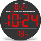 Digital Wall Clock with Large LED Display, Temperature, Auto-Brightness | Small by DigitalClocks