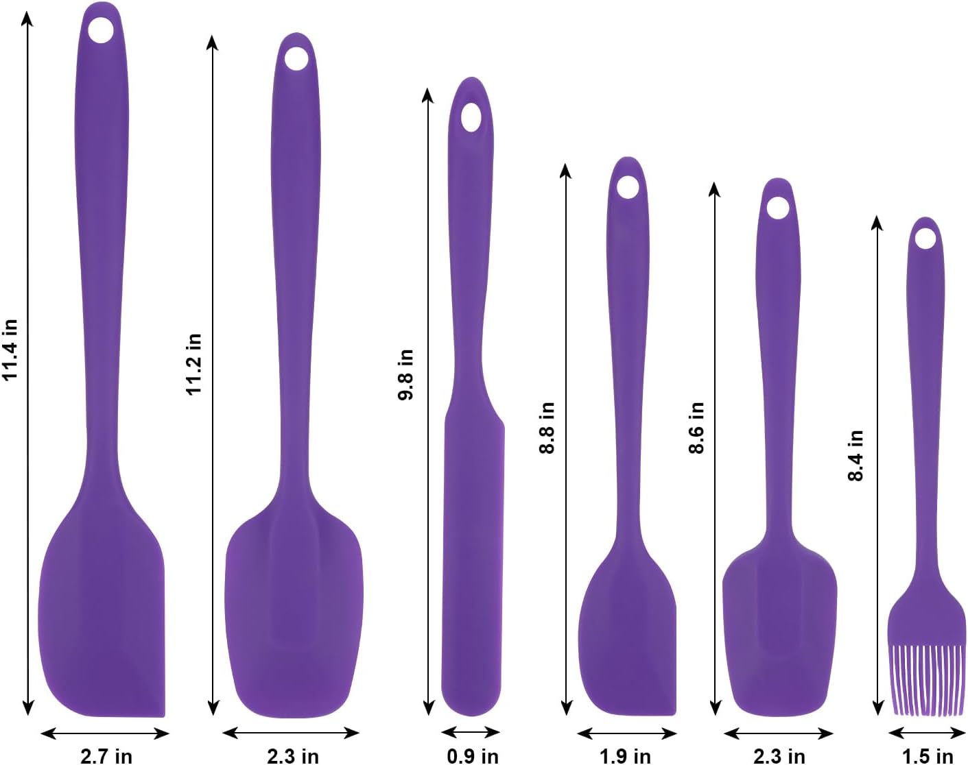 Silicone Spatulas Set, Rubber Spoon Spatula Heat Resistant Spoonula One Piece Design Seamless Spatula Non-Stick Scrapers Baking Mixing Tool (Purple)