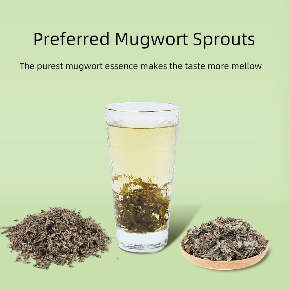 HANFANGLING Mugwort Tea, Natural Herbal Tea, Refreshing, Made from Premium Natural Mugwort Buds, Gift Tea (Loose Leaf)