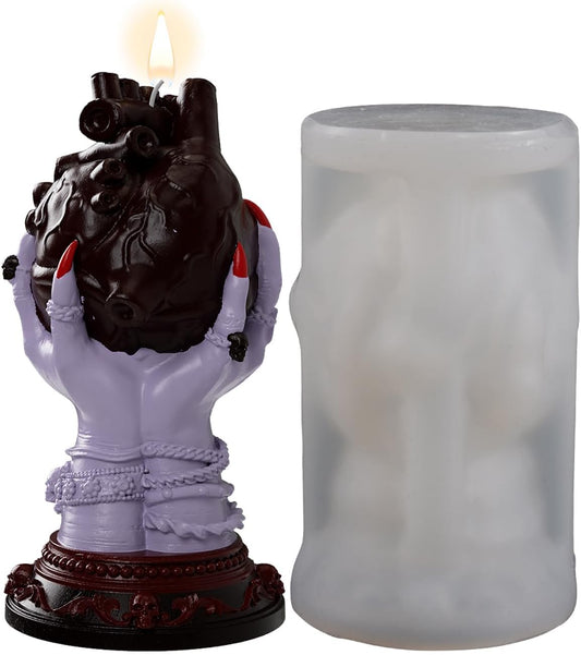 Skull Heart Candle Hand Ghost 3D Silicone Mold for Resin Candle Mold Handmade Soap Ghost Mold Candle Making Molds