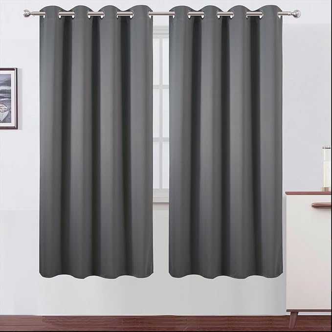 LEMOMO Blackout Curtains 66 x 72 Inch Long Frost Grey Curtains Set of 2 Panels by Lemomo