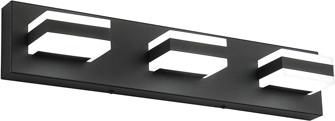 SOLFART LED Black Bathroom Vanity Light Fixtures Over Mirror 3 Lights Bath by SOLFART