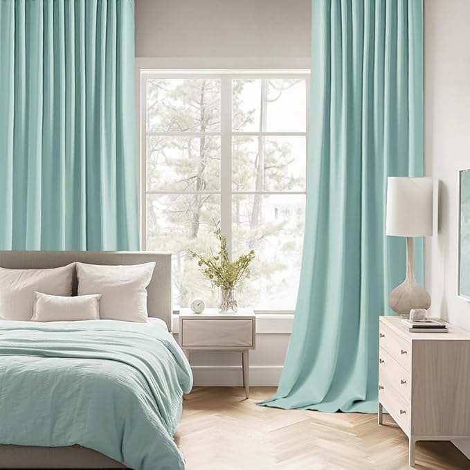 MIULEE Aqua Back Tab Blackout Curtains 90 Inches Long 2 Panels Set - Image 2