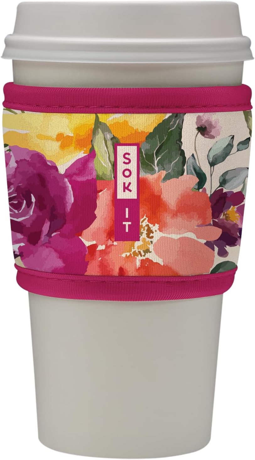 Sok It HotSok Coffee & Tea Reusable Insulated Neoprene Cup Sleeve (Blooming Bright)