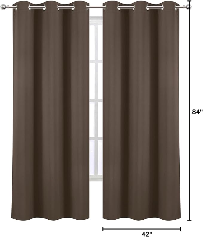 LEMOMO Chocolate Thermal Blackout Curtains/42 x 84 Inch/Set of 2 Panels Room - Image 10