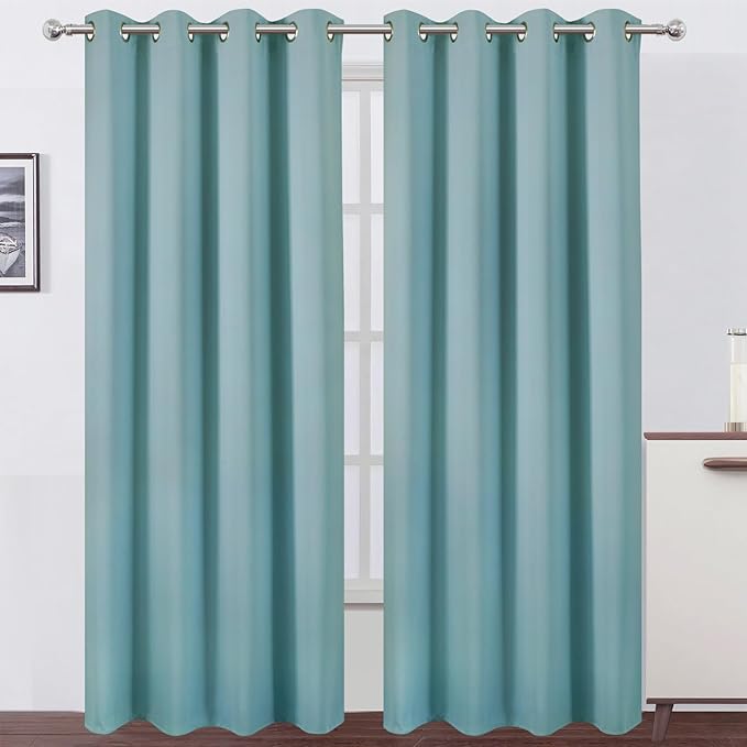 LEMOMO Blackout Curtains 52 x 108 inch/Stone Blue Curtains Set of 2 by Lemomo