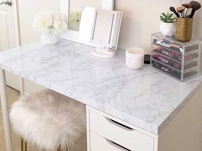 practicalWs Marble Wallpaper Granite White and Grey Paper Roll 23.6" x 118" - Image 3