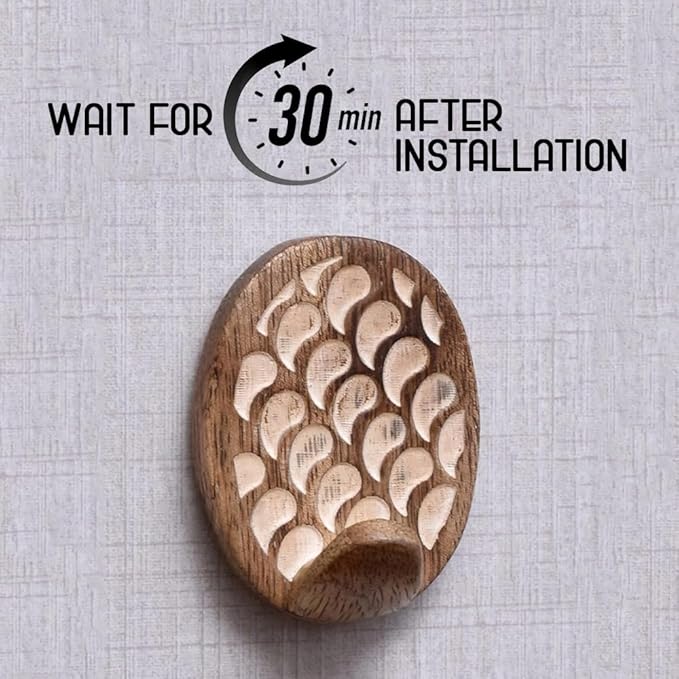 Indian Shelf 6 Lb- 6 Pieces Decorative Wood Adhesive Wall Hooks–Boho Peel and - Image 3