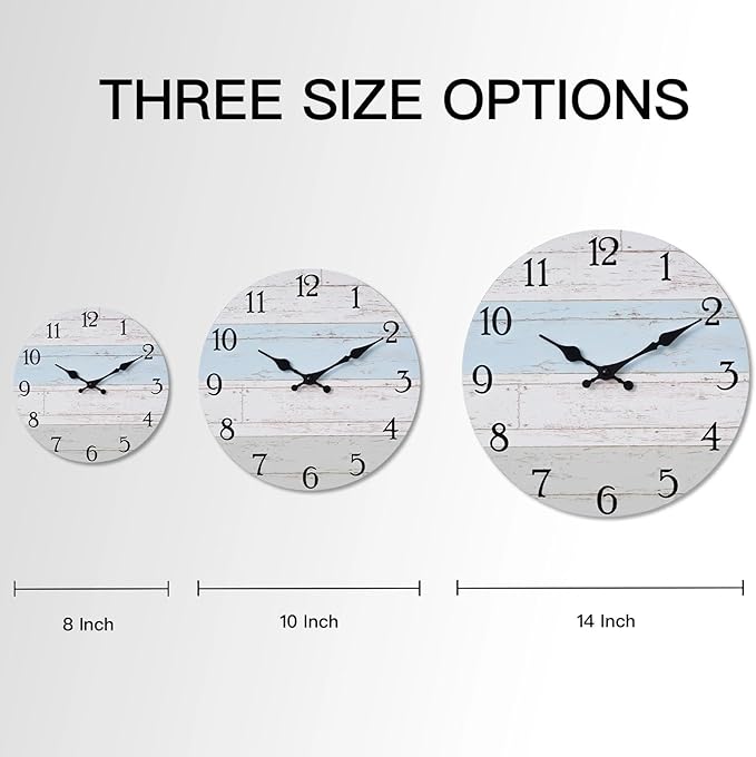 KECYET Wall Clock 8 Inch Silent Non-Ticking Coastal Beach Style Wall Clocks - Image 3