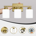 FonmYim Brushed Gold Bathroom Light Fixtures, 3-Light Modern Vanity Light Over - Image 4