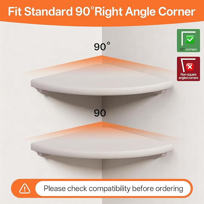 Gieanoo White Corner Wall Shelf 12inch Solid Oak Wood Floating Corner Shelf - Image 6