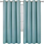 LEMOMO Blackout Curtains 66 x 72 Inch Long Stone Blue Curtains Set of 2 Panels - Image 2