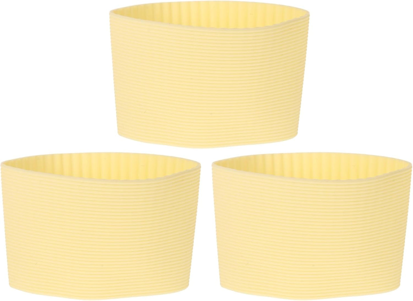 uxcell 3Pcs Coffee Cup Sleeve, Silicone Cup Sleeve Non-slip Glass Water Bottle Mug Sleeves Yellow