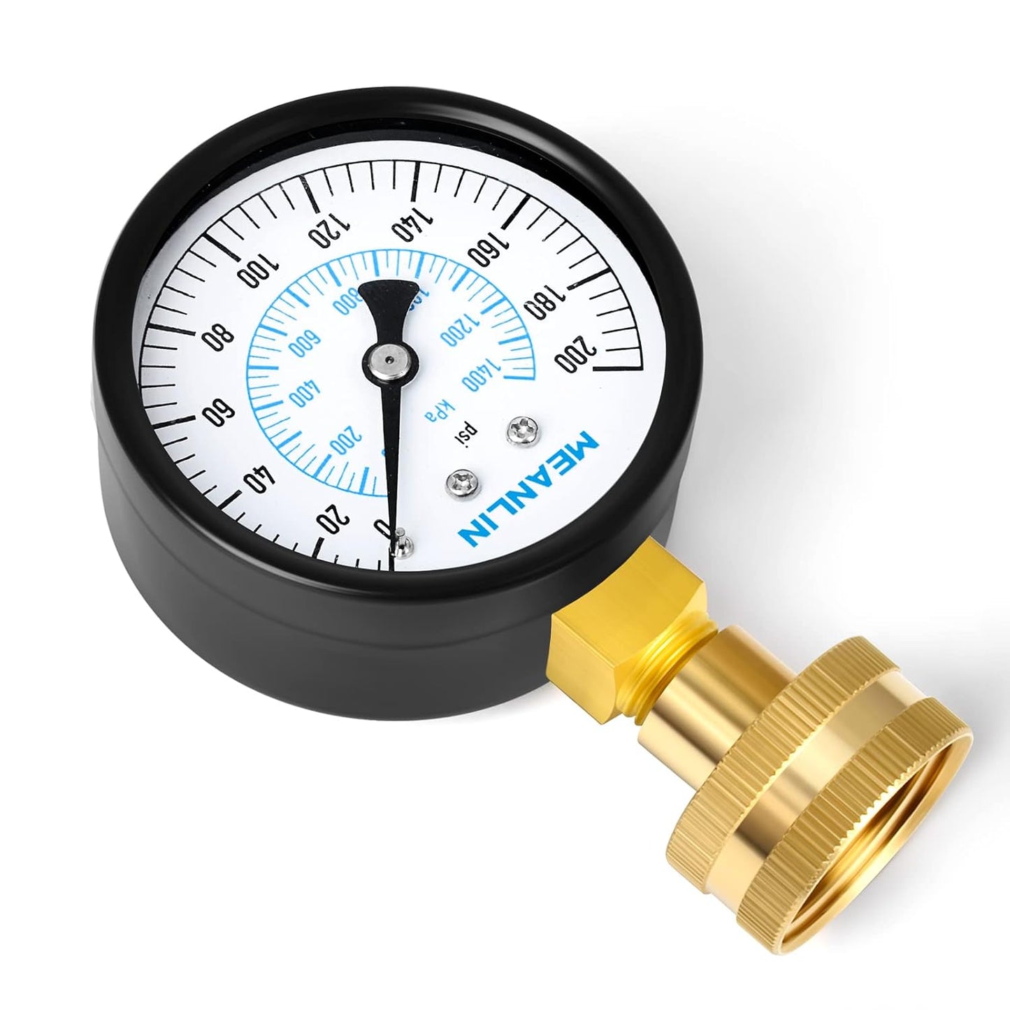 MEANLIN MEASURE 0-200Psi Water Pressure Gauge, 3/4" Female 2.5" FACE DIAL Water Pressure Test Gauge, Water Pressure Gauge for Home with Sealing Ring
