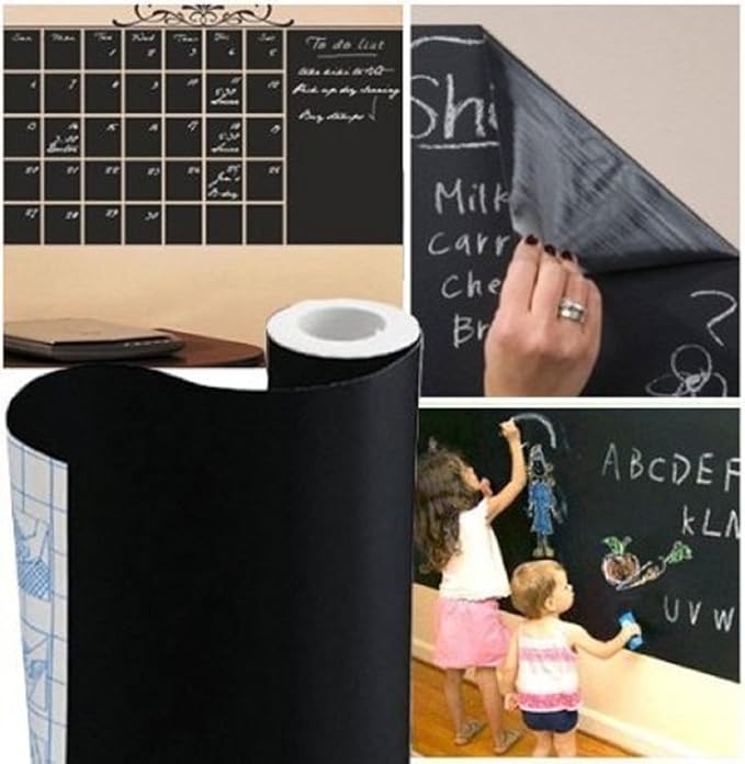 Chalkboard Wall Sticker 2 Rolls 18" x 79" Wallpaper Peel and Stick Chalk Board - Image 3