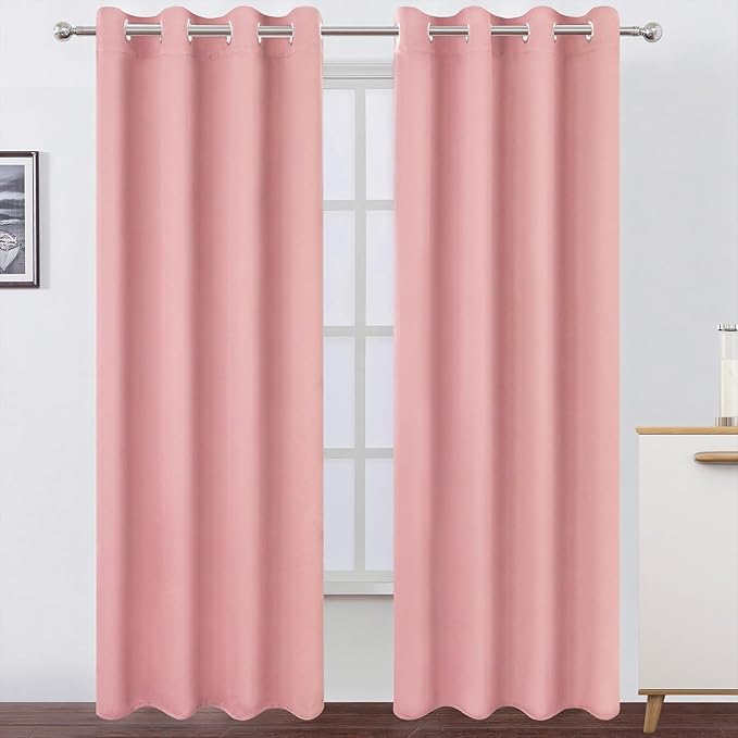 LEMOMO Blackout Curtains 52 x 120 Inch Long Pink Curtains Set of 2 Panels Room by Lemomo