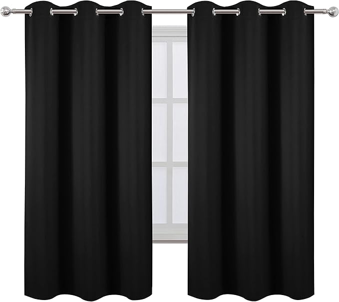 LEMOMO Blackout Curtains 42 x 63 inch/Black Curtains Set of 2 Panels/Thermal - Image 2