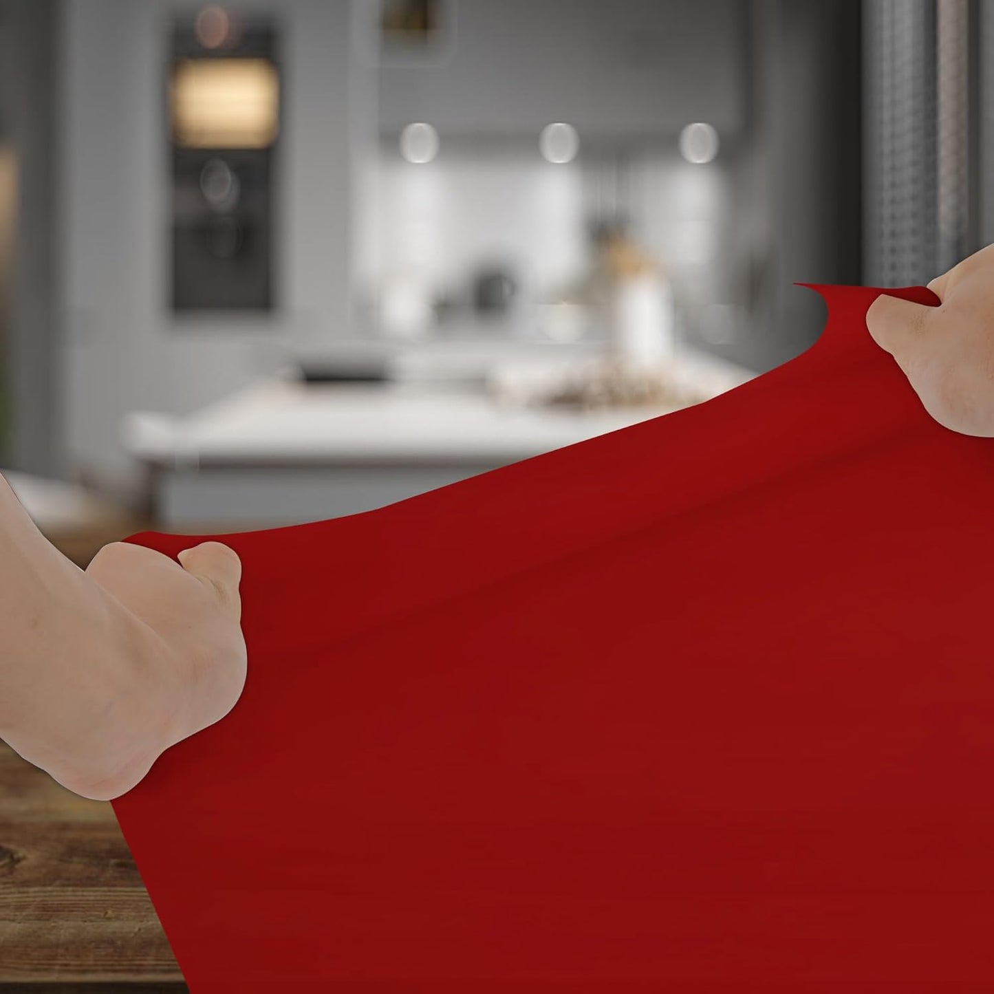 Silicone Mat for Kitchen Counter, Silicone Mat Trimable to Size (Red, 15.7×11.8inch-4pcs), BPA-Free Silicone Placemat, Heat-Resistant NonSlip Table Mat for Air Fryer, Countertop Protector Mat