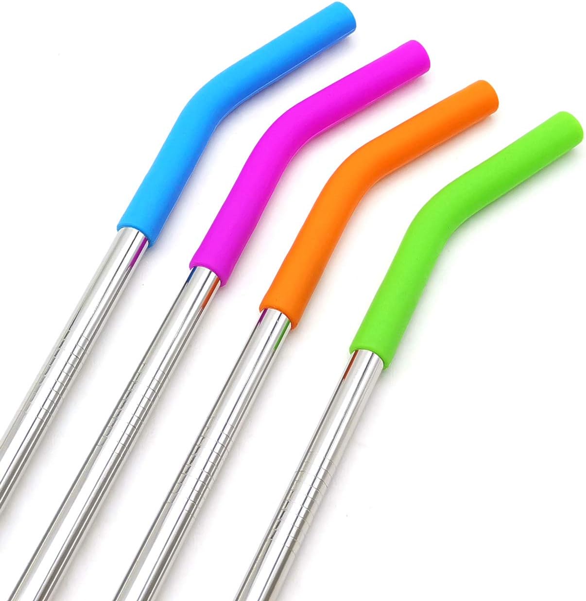 GFDesign Food Grade Silicone Straw Elbows Tips Soft Reusable Metal Stainless Steel Straw Nozzles Only Fit for 5/16" Wide (8mm Outer Diameter) Multicolor - Set of 8