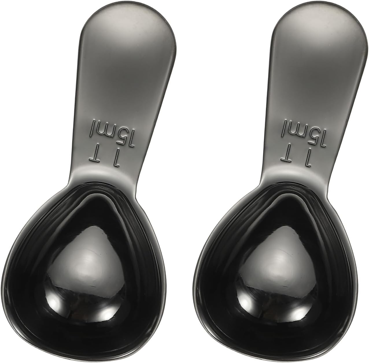 uxcell 2Pcs Stainless Steel Coffee Scoop, 15ml Short Handle Measuring Spoon for Ground Coffee Tea Sugar Kitchen Gifts, Black