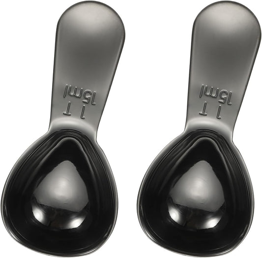 uxcell 2Pcs Stainless Steel Coffee Scoop, 15ml Short Handle Measuring Spoon for Ground Coffee Tea Sugar Kitchen Gifts, Black