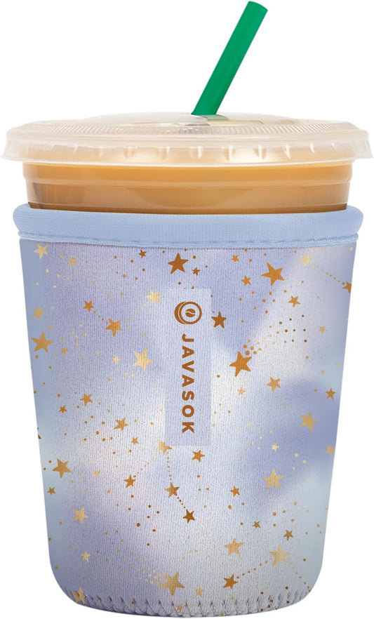 Sok It JavaSok Iced Coffee & Cold Soda Insulated Neoprene Cup Sleeve (Cosmic Glitter, Small: 16-20oz)