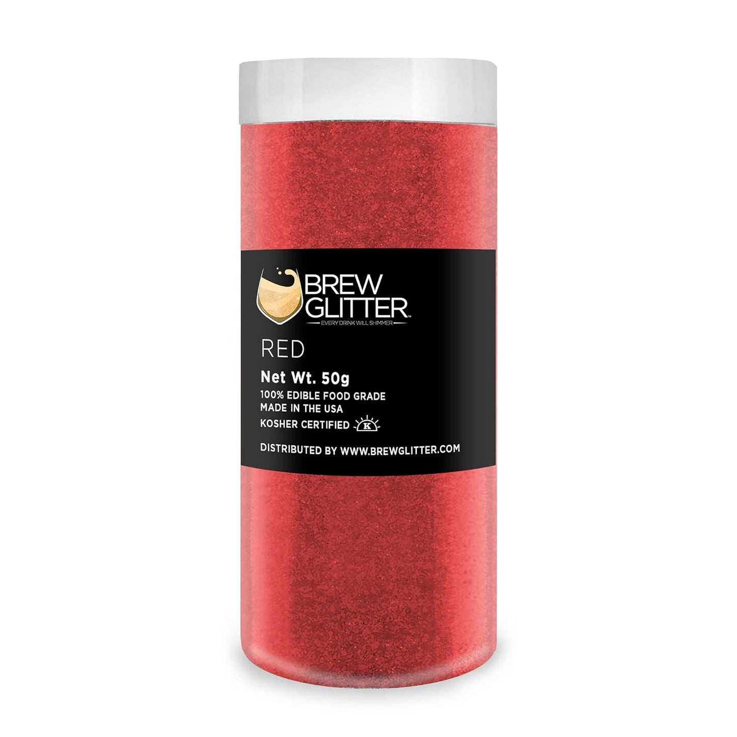 Red BREW GLITTER Edible Glitter For Drinks, Cocktails, Beer, Garnish Glitter & Beverages | KOSHER & HALAL Certified | 100% Edible & Food Grade | Vegan, Gluten, Nut Free (50g, Red)