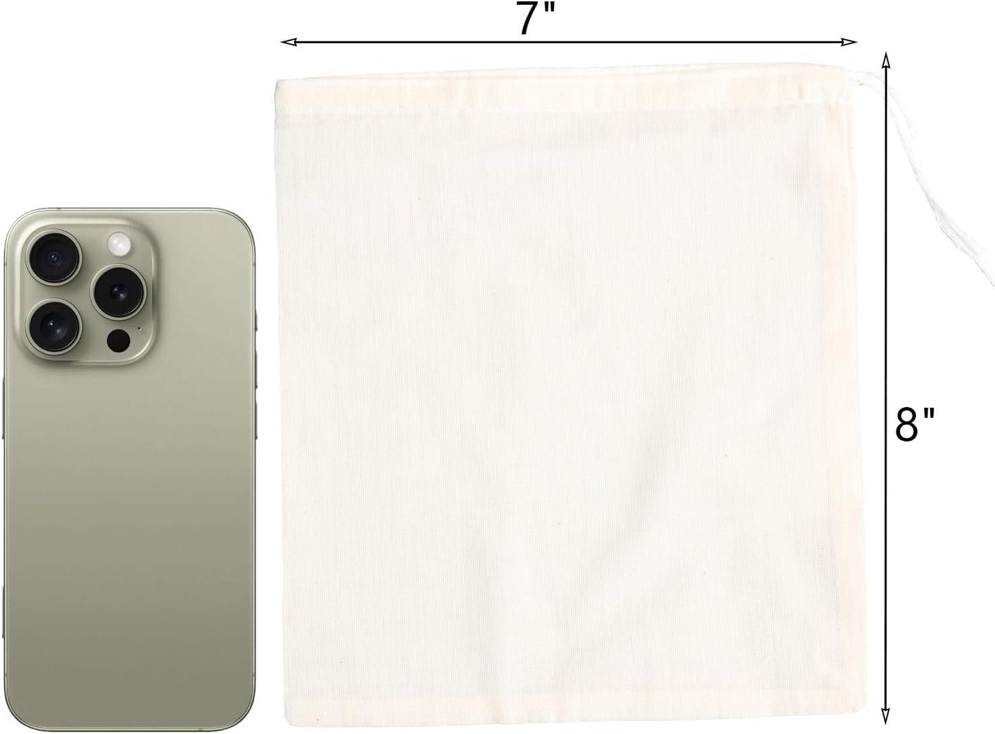 Eketirry Spice Bags, 20pcs Reusable Empty Tea Bags, Muslin Strainer Bags, Soup Bags for Cooking, Natural Cotton Fine Mesh Cheesecloth Bags for Cold Brew Coffee(7 x8Inch)