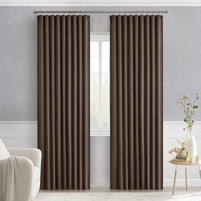 MIULEE Chocolate Brown Back Tab Blackout Curtains 90 Inches Long 2 Panels Set - Image 9