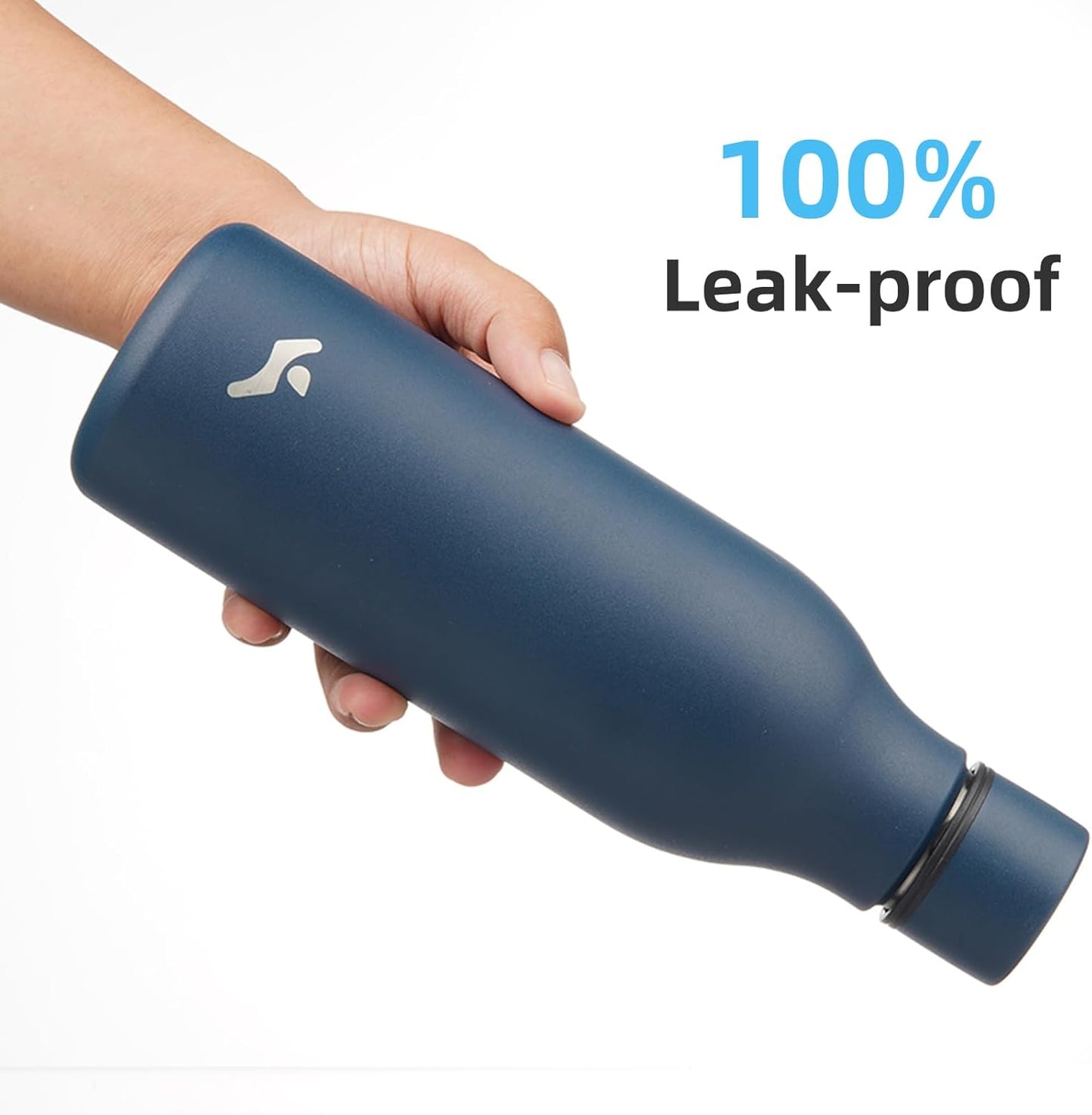 Insulated Water Bottle with Strap,18 oz Double Wall Stainless Steel Vacuum Bottles Metal Water Flask,Navy Blue