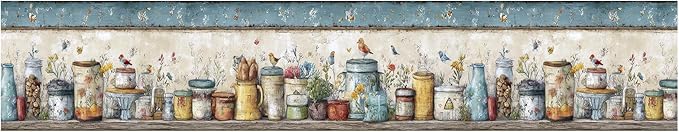 Rustic Country Mason Jar Wallpaper Border 196x4 Inch Peel and Stick Wall Border - Image 2